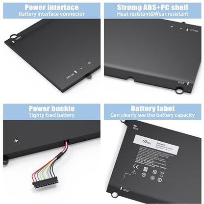 PW23Y Laptop Battery Replacement for Dell XPS 13 9360 13-9360-D1605G 13-9360-D1605T 13-9360-D1609 13-9360-D1609G 13-9360-D1705G 13-9360-D1805T P54G002 Series P/N TP1GT RNP72 0RNP72 0TP1GT - size: 10.14*4.07*0.2inch PW23Y
