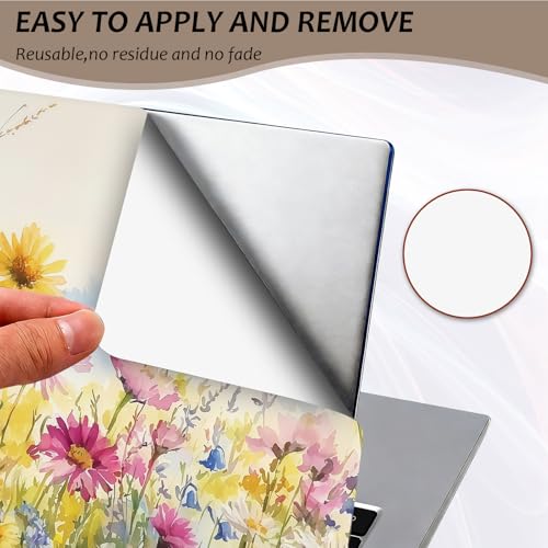 Laptop Skin 12.1-15.6 inch Removable Universal Reusable Laptop Sticker Decal,Waterproof No Residue Vinyl Cover,Scratch-Resistant Cuttable Full Wrap Sticker for Notebook, Wildflower Daisy Butterfly - color: Wildflower Daisy Butterfly