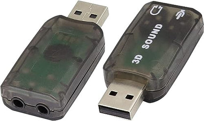External 5.1 USB Stereo Sound Card USB 2.0 to 3D Audio Sound Card Adapter Virtual 5.1 Channel for Windows and Mac, PC, Notebook with 3.5mm Headphone and Microphone - 2 Pack/Black - color: black