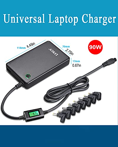 Universal Laptop Charger with LCD Display 90W, Slim AC Adapter Power Supply Cord with USB Port 5V2.1A, for Mobile|Tablet Compatible with Lenovo HP Dell Toshiba Samsung Acer Asus and Most Notebooks