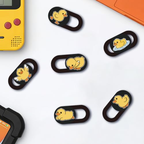 6Pcs 6 Styles Duck Cute Laptop Camera Cover Privacy Guard Accessories, 0.04 Inch Ultra Thin Webcam Cover Slide Protector Blocker for Desktop Computer Tablet Notebook Mini PC Office Use - color: Duck