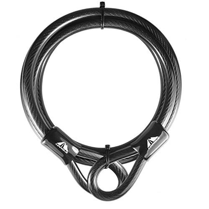 Security Steel Cable - 3/8 inch (10 mm) Thick (4', 7', 15', 20' or 30') Vinyl Coated Braided Steel Cable with Double Sealed Looped Ends for U-Lock, Padlock, Disc Lock (4 FT) - color: 4 FT