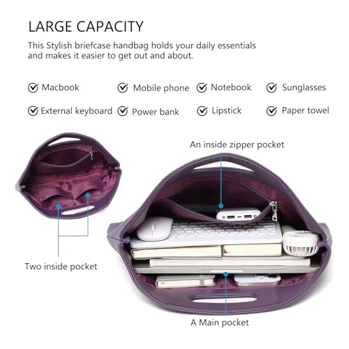 Official Document Computer Bag Stylishly Sleek with Multiple Compartments and Easy to Carry Design - color: Anemone Purple/Pu