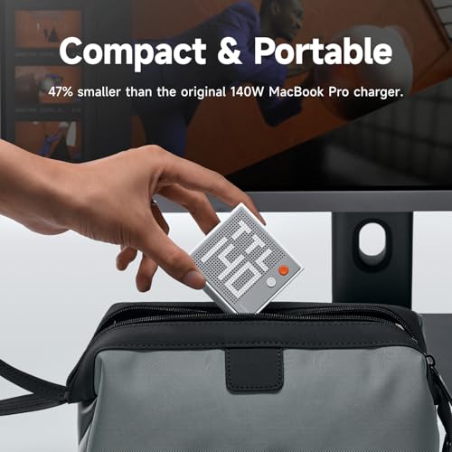 SHARGE Pixel 140 Laptop Charger 140W USB C GaN Charger 3-Port with Smart Dot-Matrix Display PD3.1 Fast Charging for MacBook Pro, iPhone 16 and More - color: White
