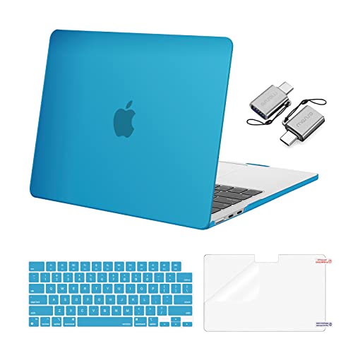 MOSISO Compatible with MacBook Air 13 inch Case M5 2026 M4 2025 M3 M2 2024-2022 A3449 A3240 A3113 A2681, Hard Shell&Keyboard Cover&Screen Film&Type C for MacBook Air 13.6 inch Case, Aqua Blue - color: Aqua Blue