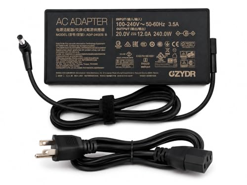 20V 12A A20-240P1A ADP-240EB B AC Adapter Power Supply 240W for ASUS ROG Zephyrus Duo 15 GX550LXS, M16 GU603HM, ROG Zephyrus G14 G15 G16 S15 S17 G533 G533QS G733QM GA4A01Q Gaming Laptop Charger