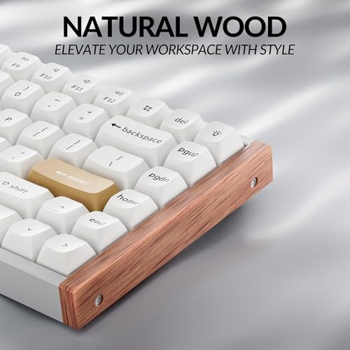 Keychron K2 HE Rapid Trigger Wireless Custom Keyboard with Hall Effect Gateron Double-Rail Magnetic Switch, 2.4 GHz QMK Bluetooth 5.2 RGB Compatible with Mac Windows Linux (Aluminum + Wood) - color: Gateron Double-Rail Magnetic Switch - White