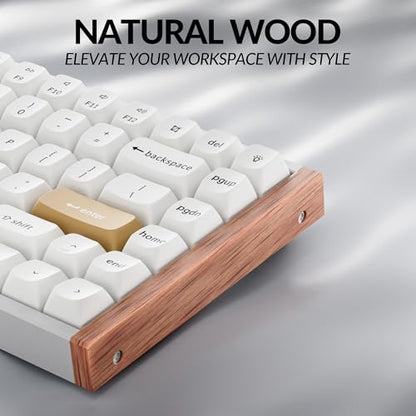 Keychron K2 HE Rapid Trigger Wireless Custom Keyboard with Hall Effect Gateron Double-Rail Magnetic Switch, 2.4 GHz QMK Bluetooth 5.2 RGB Compatible with Mac Windows Linux (Aluminum + Wood) - color: Gateron Double-Rail Magnetic Switch - White
