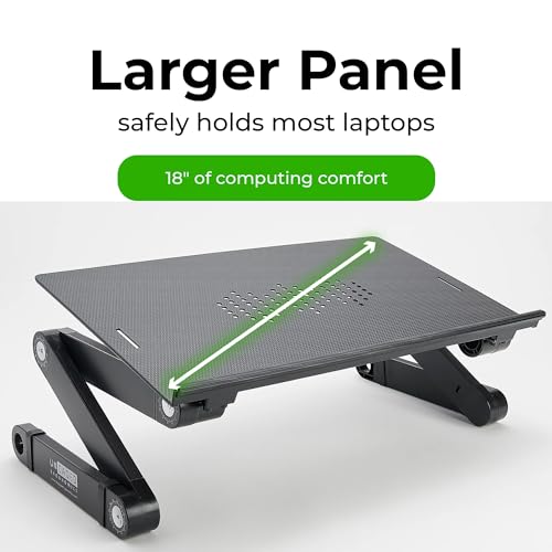 Uncaged Ergonomics WorkEZ Adjustable Laptop Stand for Desk, Laptop Stand Adjustable Height, Foldable Aluminum Cooling Computer Holder & Riser for Desk Bed, Black, XL - color: XL-Black