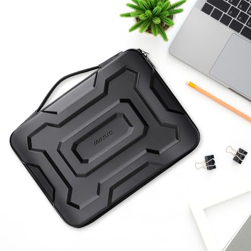 MOSISO 13-14 inch Laptop Hard Case, 13.3 inch Waterproof Shockproof Computer Bag Compatible with MacBook HP Dell, Mechanical Geometric EVA Carrying Sleeve Laptop Case Hard Shell with Handle, Black - size: 13.3 inch