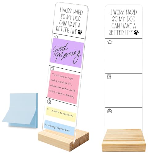 Monitor Memo Board with Removable Wooden Base Acrylic Portable Sticky Note Holder, I Work Hard So My Dog Can Have a Better Life Acrylic Message Board Sign, Sticky Notes 100 Sheets - color: My Dog