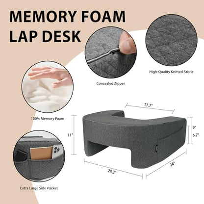 Lap Desk Pillow with Arm Rest, Gaming Pillow for Bed, Laptop Desk for Couch, Comfortable for Reading, Working, and Crocheting
