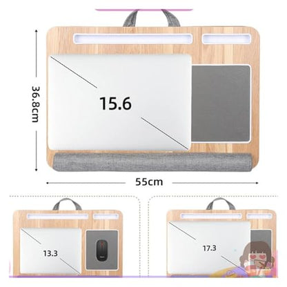 Portable Lap Laptop Desk with Pillow Cushion Laptop Lap Table with Mouse Pad and Phone Holder Fits Up to 17.3 Inches Laptop(Black)