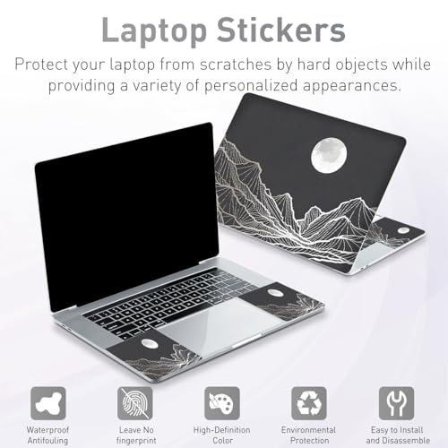 12.1-15.6 Inch Laptop Skin Decal, Universal Reusable Vinyl Laptop Cover Sticker, Waterproof Art Decal Protector - Moon and Valley - color: Moon and Valley