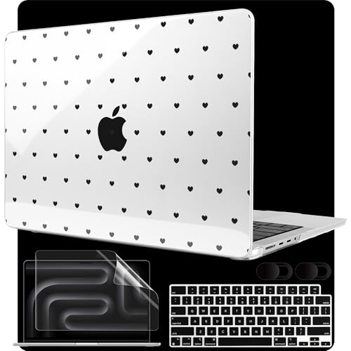 MEEgoodo Case for MacBook Pro 16 inch 2026 2024 2023 2021,Laptop Shell Compatible with M5 M4 M3 M2 M1 Pro/Max Chip, Fit Model A3429/A3428/A3403/A3186/A2991/A2780/A2485, Black Hearts - color: Black Hearts