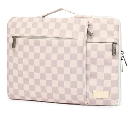 360 Degree Protective Laptop Sleeve with Multi-Pockets (Lavender Grey Checkered, 12.5 inch-13.5 inch) - color: Lavender Grey Checkered, size: 12.5 inch-13.5 inch