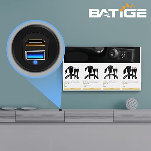 USB 3.0 HDMI Car Mount Flush USB Port Cable, Alloy Shell HDMI USB3.0 Dash Panel Extension Cable with LED Indicator for Car Boat Motorcycle -3ft - style: USB3.0 & HDMI 3ft