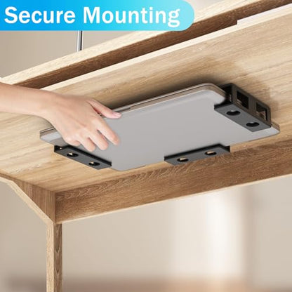 3 PCS Under Desk Laptop Mount with Anti-Scratch Silicone Pad Under Desk Holder Mount Shelf for Laptop Keyboard Storage（1 Pack） - color: Black-1 Pack