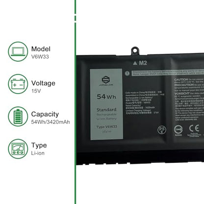 V6W33 CPX-XDY9K 54Wh Laptop Battery Replacement for Dell Latitude 3320 3420 3520 3330 Inspiron 3510 5510 5518 5310 Vostro 5310 5410 5415 5510 5515 3510 Series 0XDY9K XDY9K 0WV3K8 WV3K8 15V - size: 12.4*5.3*1.2inch V6W33