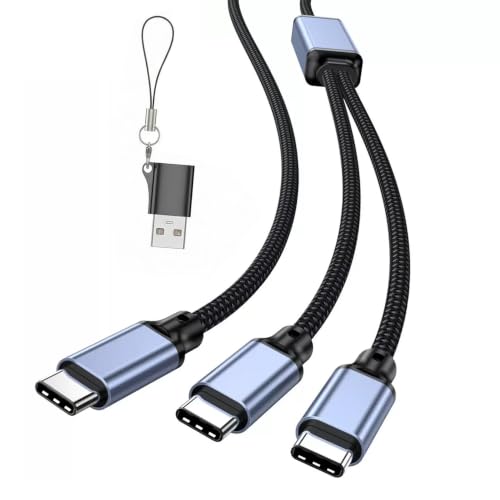 Dual USB C Charging Cable 140W, 2 in 1 USB C Splitter Cable with USB-A Adapter, 6FT Fast Charging PD Cord for MacBook Pro, iPhone 17/16, iPad Pro, Galaxy S25, Steam Deck - size: 6.6FT