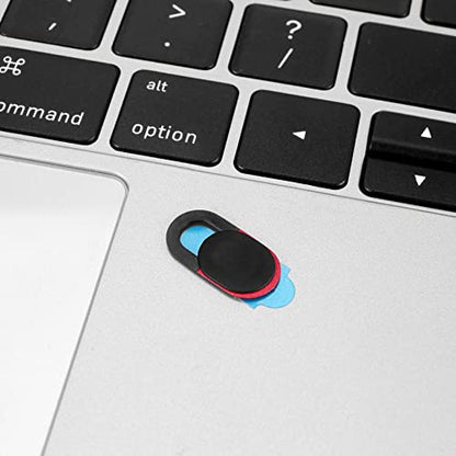 6 Pack Slide Privacy Protection Ultra Thin Anti- Laptop Camera Cover for Computer Pro, black & red, 392892