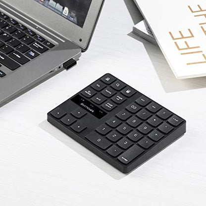 SurnQiee Wireless Numeric Keypad, 2.4G Rechargeable Number Pad 35-Keys for Efficient Data Input - color: 35 keys - Black
