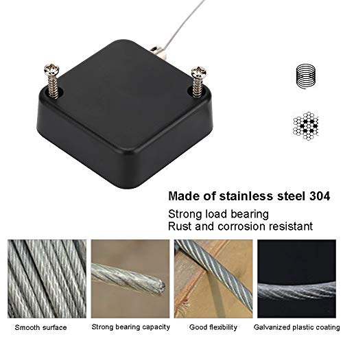 Loradar Retractable Cable Lock with Cable Tethers Customizable Cable Tether Stop Lost of Conference All Kinds Adapters and Safety Lock for All Kinds of Exhibits Such As Earphone.,Glasses,Watches. - color: Black 1