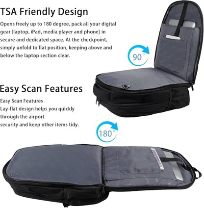 MATEIN College Large Travel Backpack, TSA Expandable Laptop Backpack | 43L College Computer Bag, Fit 17.3 Inch Laptop, Water Resistant Design, Lightweight Carry on, Sturdy, Spacious, Black - color: Deep Black, size: 17 inch