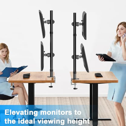 Vertical Dual Monitor Stand, Stacked Monitor Mount for 2 Screen Max 32 inches, Computer Monitor Arm Holds up to 17.6 lbs Each, Height Adjustable, Swivel, Tilt Monitor Desk Mount, VESA 75/100