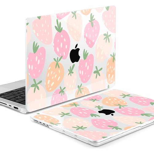 MEEgoodo Compatible with MacBook Pro 14 inch Case (M5/M4/M3/M2/M1) Pro/Max 2026 2025 2024 2023 2021, Fit Model A3427/A3426/A3434/A3112/A3401/A3185/A2918/A2992/A2779/A2442, Colorful Drawn Strawberries - color: Cute Drawn Strawberries