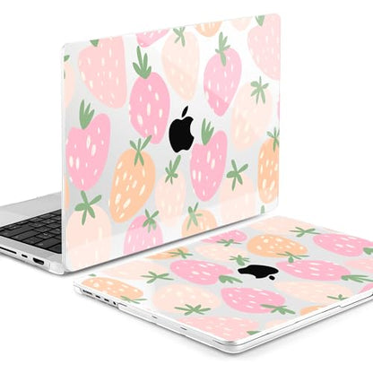 MEEgoodo Compatible with MacBook Pro 14 inch Case (M5/M4/M3/M2/M1) Pro/Max 2026 2025 2024 2023 2021, Fit Model A3427/A3426/A3434/A3112/A3401/A3185/A2918/A2992/A2779/A2442, Colorful Drawn Strawberries - color: Cute Drawn Strawberries