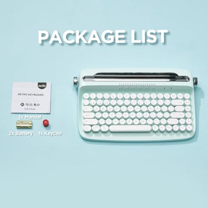 YUNZII ACTTO B303 Wireless Typewriter Keyboard, Bluetooth Connection, Cute Retro Aesthetic Design with Integrated Stand for Tablet, Phone, PC and Win/Mac/Android (B303, Sweet Mint) - style: Sweet Mint