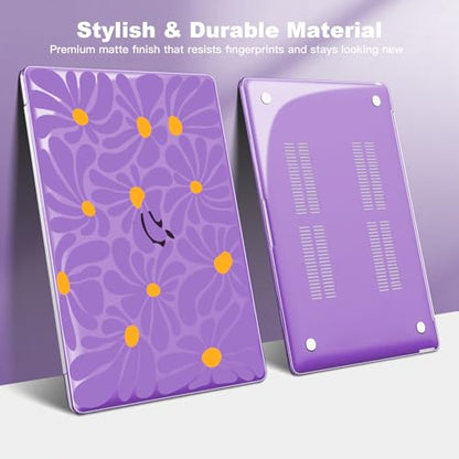 Teryeefi Compatible with MacBook Air 13 inch Case M1 2021 2020 2019 2018 Release A2337 A2179 A1932 with Touch ID, Plastic Hard Shell & Keyboard Cover & USB Adapter - Abstract Purple Flower 134 - color: Abstract Purple Flower 134