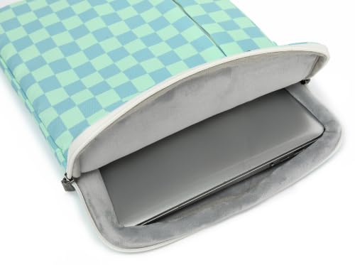 360 Degree Protective Laptop Sleeve with Multi-Pockets (Mint Blue Checkered, 12.5 inch-13.5 inch) - color: Mint Blue Checkered, size: 12.5 inch-13.5 inch