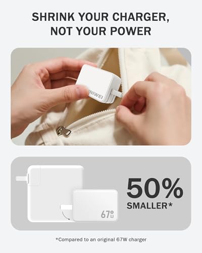 67W USB C Charger, GaN PPS 3-Port Fast Compact Foldable USB C Charger Block for MacBook, iPad Pro, Galaxy S24, iPhone 16/15 and More