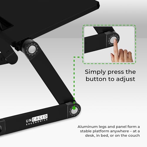WorkEZ Light Adjustable Height Laptop Stand for Desk, Ergonomic Laptop Holder, Foldable Computer Stand, Cooling Computer Holder Notebook Riser for Desk, Black - color: Black