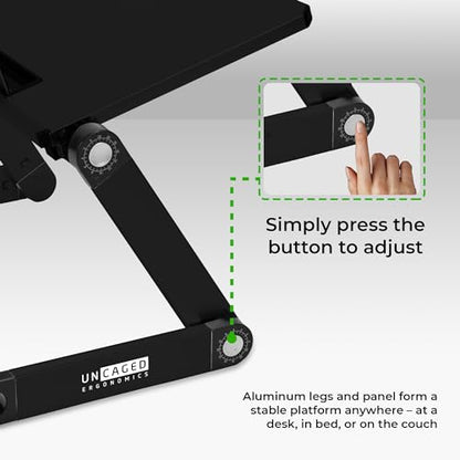 WorkEZ Light Adjustable Height Laptop Stand for Desk, Ergonomic Laptop Holder, Foldable Computer Stand, Cooling Computer Holder Notebook Riser for Desk, Black - color: Black