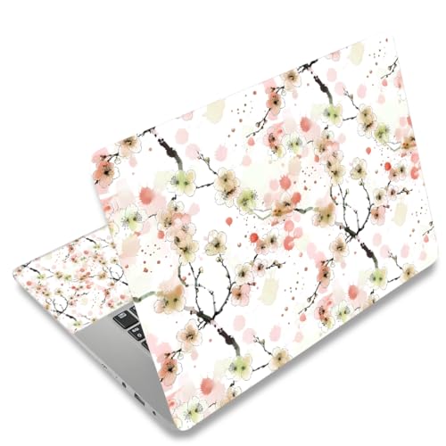 Universal Laptop Skin Protector,Scratch Resistant,Removable Adhesive,Fits Up to 15.6” Laptops - Customizable for Smaller Sizes | Multiple Designs Available (Watercolor Plum Blossom, 15.6 inch) - color: Watercolor Plum Blossom, size: 15.6 inch