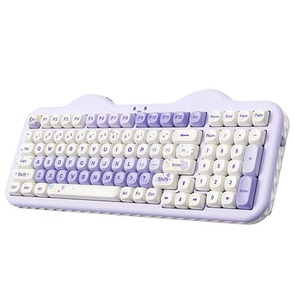 YUNZII C98 Wireless Mechanical Keyboard with Number Pad,99 Key BT5.0/2.4G/USB-C Hot Swap Gasket Mount with PBT MOA Keycaps,Custom RGB,Cute Cake Keyboard for Win/Mac (Purple, Milk V2 Linear Switch) - color: Purple, size: Milk V2 Linear Switch