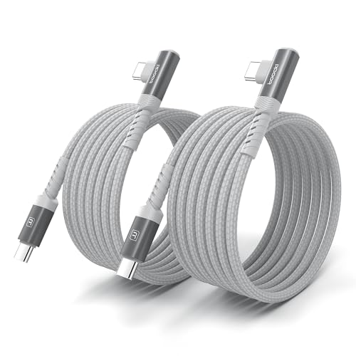 USB C to USB C Charger Cable(6.6ft, 2Pack), 60W Type C Charging Cord, Right Angle Fast Charging USBC to USBC Cable for iPhone 17 16 15 Pro Plus Pro Max Air, MacBook Air/Samsung S25 Ultra /S24 - color: White, size: 6.6+6.6FT