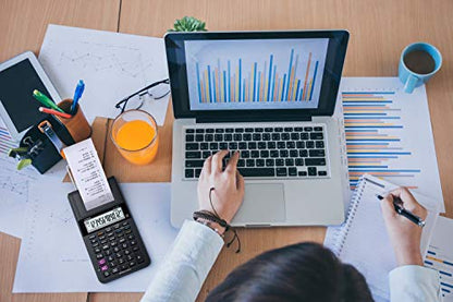 Casio HR-10RC Mini Desktop Printing Calculator | Portable | 12-Digit Display | One-Color Printer | Tax & Currency | Ideal for Taxes, Bookkeeping & Accounting Tasks, Black