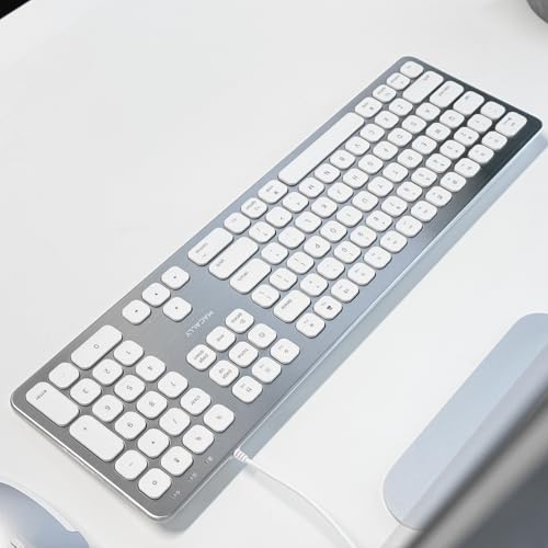 Macally Wired Keyboard for Mac with USB Ports for Mouse - Compatible Apple Keyboard for MacBook Pro/Air, iMac - Aluminum Frame