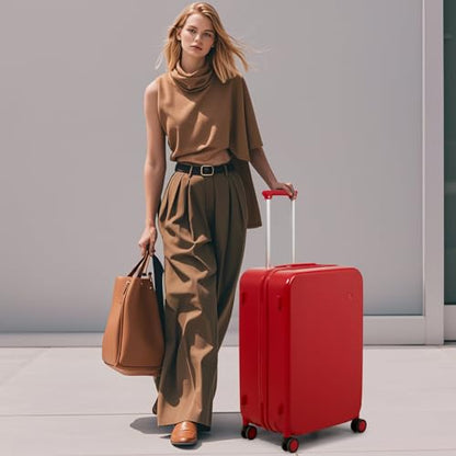 mixi Carry on Luggage, 20'' Suitcase Spinner Wheels Luggage Hardshell Lightweight Rolling Suitcases PC with Cover & TSA Lock for Business Travel, Red - color: Red, size: 20in Carry on