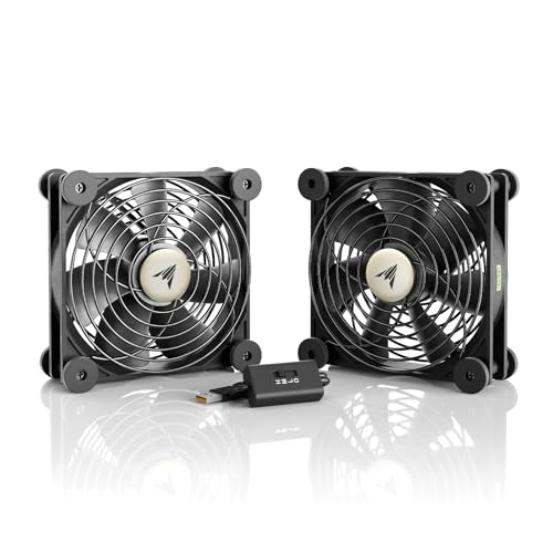 AC Infinity MULTIFAN S7, Quiet Dual 120mm USB Fan | UL-Certified for Receiver, DVR, PlayStation, Xbox, Computer Cabinet Cooling - size: S7