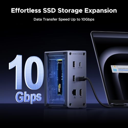 UGREEN Revodok NVMe 10-in-1 Docking Station 4K@60Hz HDMI | M.2 NVMe SSD Enclosure, 10Gbps USB-C/A, 100W PD Charging, Gigabit Ethernet, SD/TF for MacBook M5, Mac mini M4, Windows Laptop