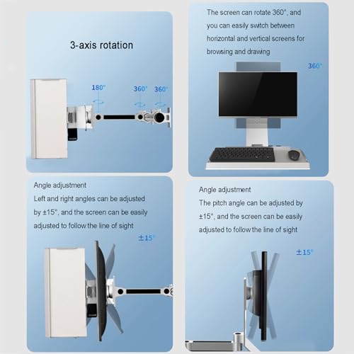 Sit Stand Monitor Desk Mount,Full-Motion Articulating Arm, with Cable Management, Load Capacity 8KG, Fits 17-27" Screens