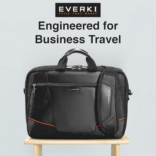 EVERKI Flight Business Laptop Briefcase Bag - Travel Checkpoint Friendly & Heavy Duty Laptop Briefcases for Men, Business Travel Bag with Lap top Compartment up to 16", 15L Capacity (EKB419), Black