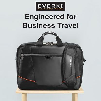 EVERKI Flight Business Laptop Briefcase Bag - Travel Checkpoint Friendly & Heavy Duty Laptop Briefcases for Men, Business Travel Bag with Lap top Compartment up to 16", 15L Capacity (EKB419), Black
