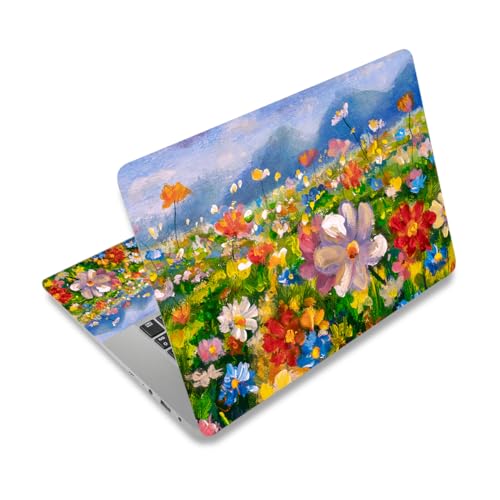 Laptop Decal Sticker Skin Cover, 11.6”12" 13" 13.3" 14" 15" 15.4" 15.6 inch Laptop Netbook Vinyl Skin Sticker Cover Art Notebook PC Reusable Protector (2 Wrist Pad Included), Colorful Flower - color: Colorful Flower