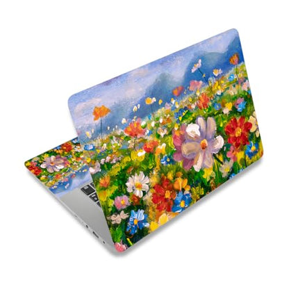 Laptop Decal Sticker Skin Cover, 11.6”12" 13" 13.3" 14" 15" 15.4" 15.6 inch Laptop Netbook Vinyl Skin Sticker Cover Art Notebook PC Reusable Protector (2 Wrist Pad Included), Colorful Flower - color: Colorful Flower